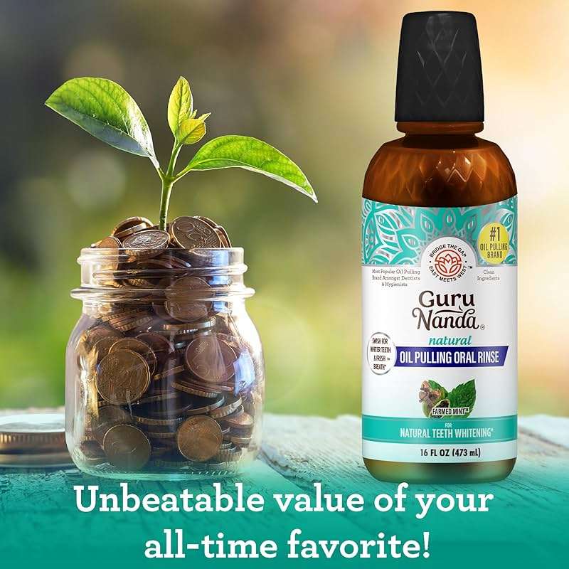 GuruNanda Farmed Mint Oil Pulling Mouthwash for Complete Oral Hygiene, 7 Essential Oils & Vitamins for Happy Teeth & Gums & Fresh Breath, Alcohol-Free, 16 oz - Image 7