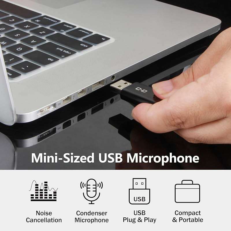 DUNGZDUZ USB Microphone for Laptop and Desktop Computer, High Sensitivity for Clear Call, Plug-and-Play, High Gain, Cordless Mini-Sized Portable, Ideal for Work & Study - Image 2