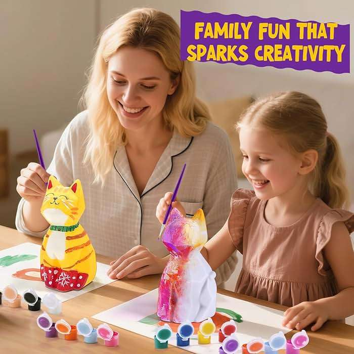LAOESE Paint Your Own Cat Lamp Kit, Arts and Crafts for Kids Ages 8-12, Art Supplies Painting kit for Kids 6-12, Cat Night Light Toys Girls Boy Birthday Gifts for Kids Ages 3 4 5 6 7 8 9 10 11 12+ - Image 2