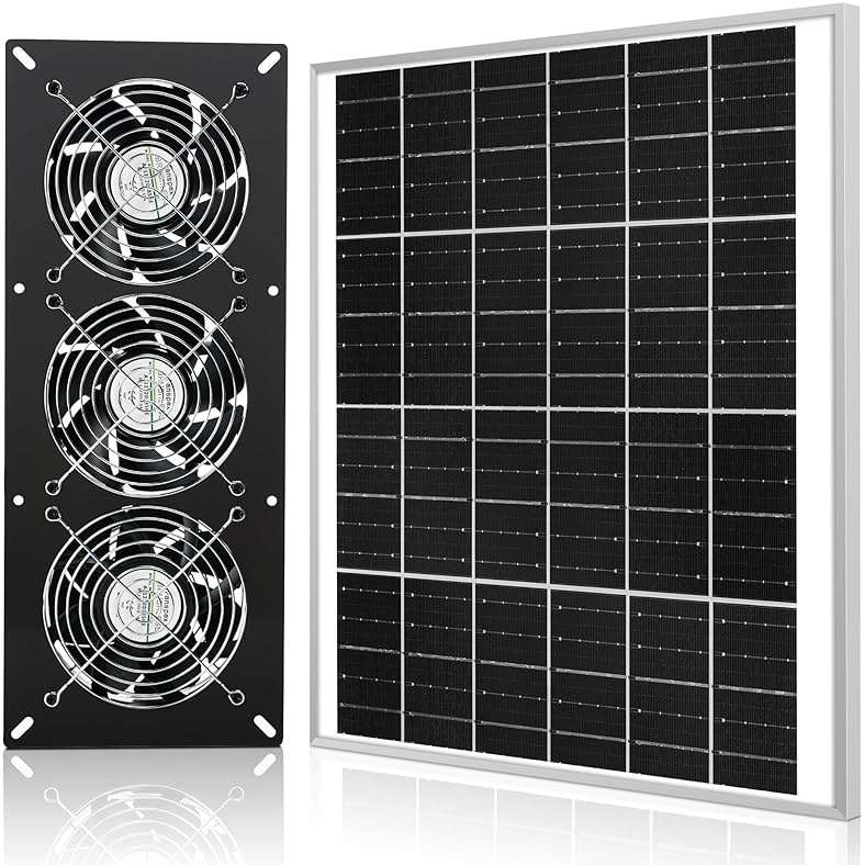 Fanspex Solar 3 Fan Kit, Waterproofed Solar Powered Fans for Outdoor Chicken Coop, Greenhouse & Shed Intake or Exhaust Air - Image 1