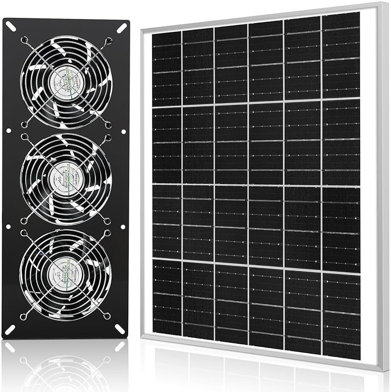 Fanspex Solar 3 Fan Kit, Waterproofed Solar Powered Fans for Outdoor Chicken Coop, Greenhouse & Shed Intake or Exhaust Air - Product Image