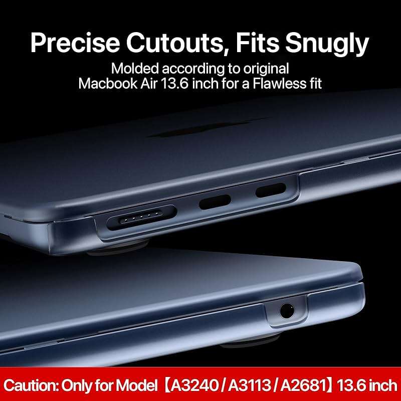 Soonjet for MacBook Air 13 inch Case with Keyboard Cover, Matte Finish Cover, Fits 2022-2026 M5/M4/M3/M2 A3449 A3240 A3113 A2681, Color-Matched Transparent Design for MacBook Air 13.6 inch | Easy to Snap On, Closes Seamlessly, Scratch Resistant, Non-Slip Pads, Includes Keyboard Cover, for A3449 A3240 A3113 A2681 - Image 4