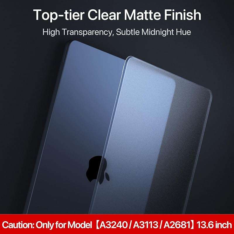 Soonjet for MacBook Air 13 inch Case with Keyboard Cover, Matte Finish Cover, Fits 2022-2026 M5/M4/M3/M2 A3449 A3240 A3113 A2681, Color-Matched Transparent Design for MacBook Air 13.6 inch | Easy to Snap On, Closes Seamlessly, Scratch Resistant, Non-Slip Pads, Includes Keyboard Cover, for A3449 A3240 A3113 A2681 - Image 5