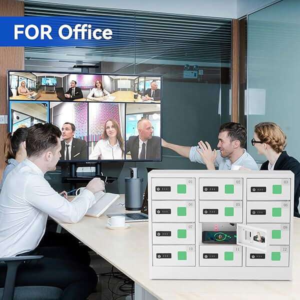 Bpatoimsx Safety and Convenience 12 - Compartment Cell Mobile Phone Charging Station Cabinet Locker with Combination Lock White - Ideal for Students and Employees - Image 8