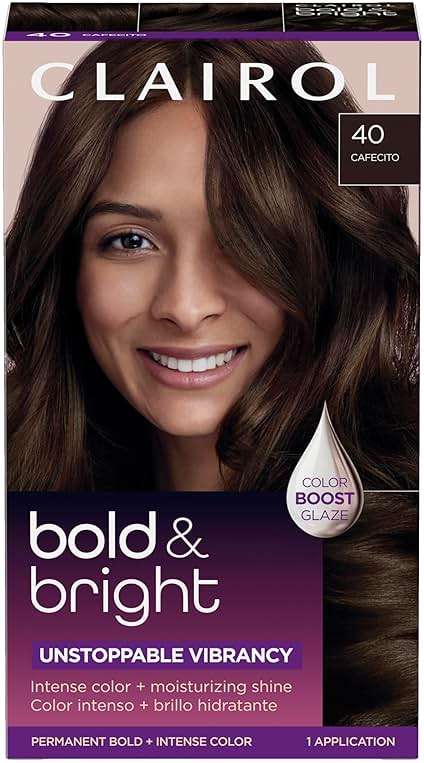 Clairol Bold & Bright Permanent Hair Dye, 40 Cafecito Hair Color | Intense Vibrancy + Moisturizing Shine | Includes Color Boost Glaze to Amplify Color Anytime | Pack of 1 - Image 1