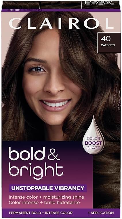 Clairol Bold & Bright Permanent Hair Dye, 40 Cafecito Hair Color | Intense Vibrancy + Moisturizing Shine | Includes Color Boost Glaze to Amplify Color Anytime | Pack of 1 - Product Image