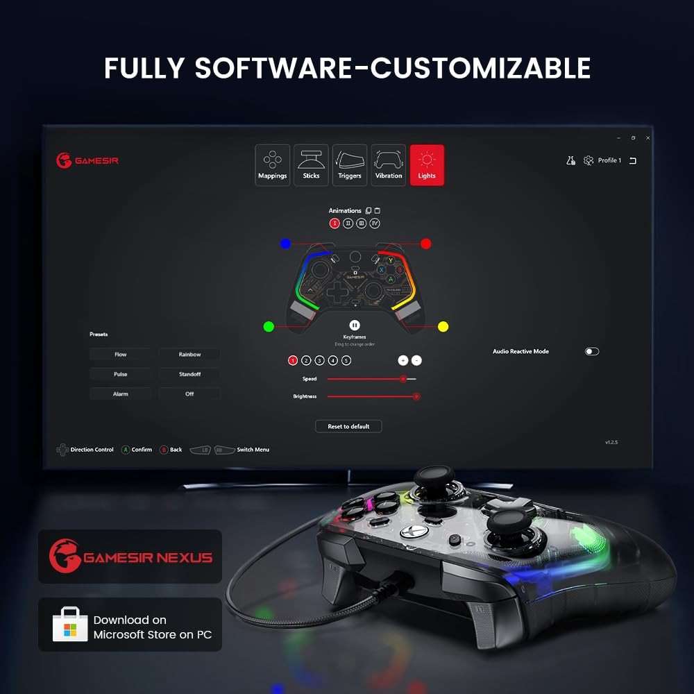 GameSir Kaleid Controller for Xbox Series X|S, Xbox One,Windows 10/11 & Steam, Wired Gaming Gamepad with Hall Effect Joysticks/Hall Trigger, Anti-Drift Joystick, Plus and Play - Transparent Black - Image 7