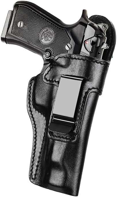 GUN & FLOWER Leather IWB Holster, Inside Waistband Concealed Carry for Beretta 92FS/ Beretta M9, Right Hand, Full Grain Leather Custom Made Holster - Image 1