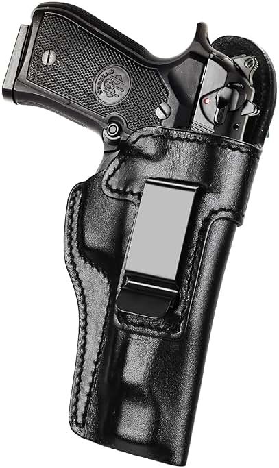 GUN & FLOWER Leather IWB Holster, Inside Waistband Concealed Carry for Beretta 92FS/ Beretta M9, Right Hand, Full Grain Leather Custom Made Holster - Product Image
