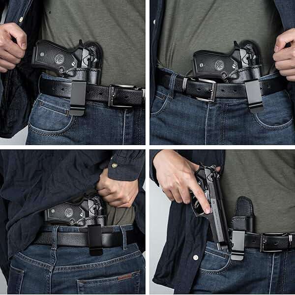 GUN & FLOWER Leather IWB Holster, Inside Waistband Concealed Carry for Beretta 92FS/ Beretta M9, Right Hand, Full Grain Leather Custom Made Holster - Image 6