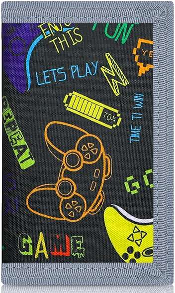 JONYEE Kids Wallets for Boys Ages 4-18 Trifold, Toddler/Youth Wallet for Boys with Zippered Coin Pocket and Card Holders, Novelty Wallet for Childrens Birthday Gifts - Black Gamepad - Image 1