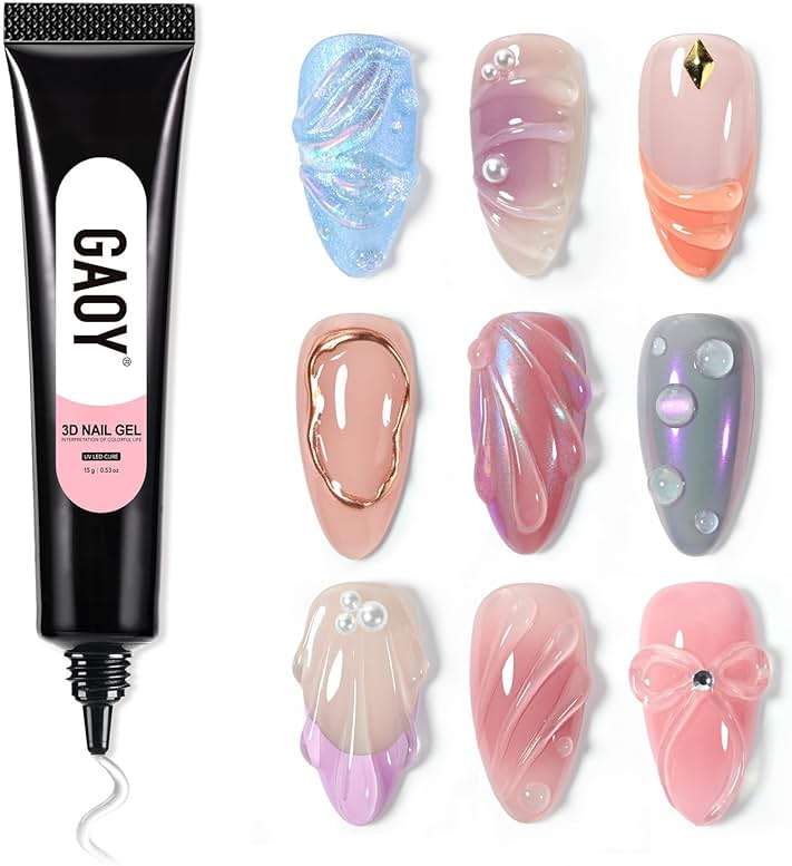 GAOY 3D Nail Gel, 15g Clear Sculpting Gel for Carving, Molding and Painting Nail Art Designs, Rhinestone Glue for Gems Decoration - Image 1