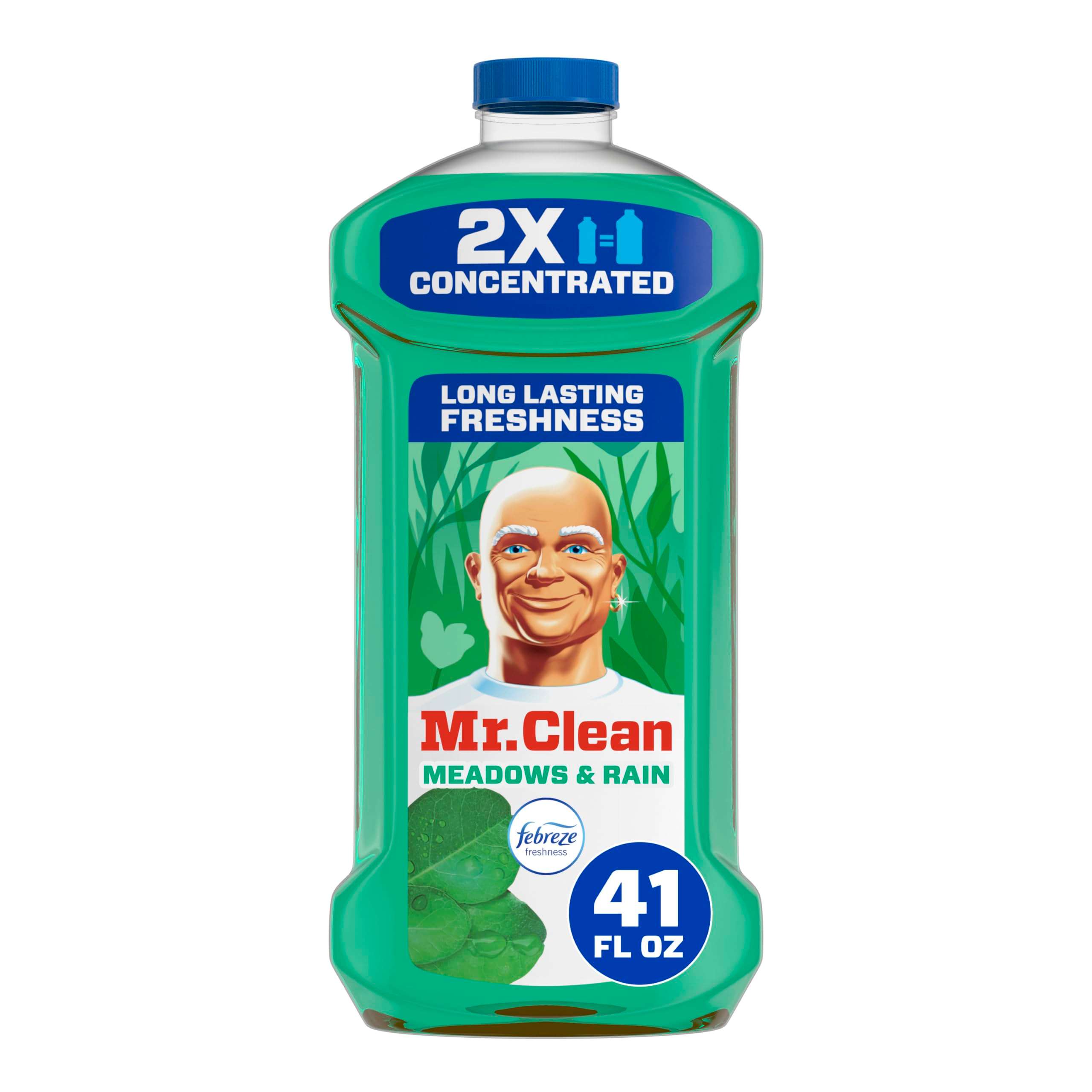 Mr. Clean All Purpose Cleaner, Floor Cleaner for Mopping Home, Bathroom, & Kitchen, Cleaning Liquid for Mop & Bucket, Cleaning Supplies, Multi-Surface Dilutable, Meadows & Rain, 41oz - Image 1