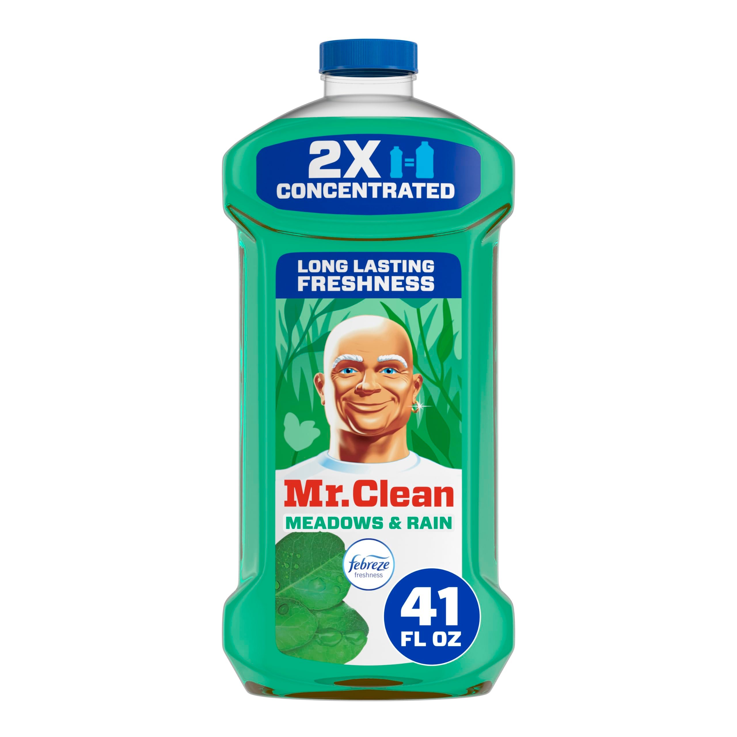 Mr. Clean All Purpose Cleaner, Floor Cleaner for Mopping Home, Bathroom, & Kitchen, Cleaning Liquid for Mop & Bucket, Cleaning Supplies, Multi-Surface Dilutable, Meadows & Rain, 41oz - Product Image
