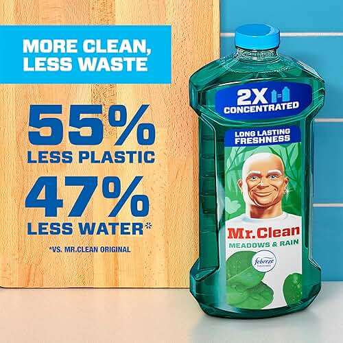Mr. Clean All Purpose Cleaner, Floor Cleaner for Mopping Home, Bathroom, & Kitchen, Cleaning Liquid for Mop & Bucket, Cleaning Supplies, Multi-Surface Dilutable, Meadows & Rain, 41oz - Image 6