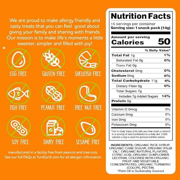 YumEarth Organic Chewys Fruit Flavored Candy Chews - Allergy Friendly, Gluten Free, Non-GMO, Vegan, No Artificial Flavors or Dyes - Assorted Flavors, 7.5 oz. - Image 2