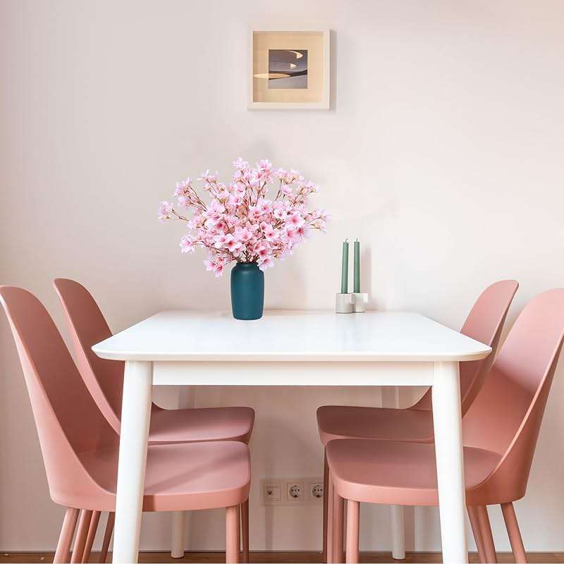 SITUMEIZI 6Pcs Artificial Cherry Blossom Branches Decor Fake Flowers Silk Spring Faux Flowers 16" Peach Bouquet for Home Wedding Bedroom Japanese Decoration DIY Table Centerpiece Arrangement(Pink) - Image 5