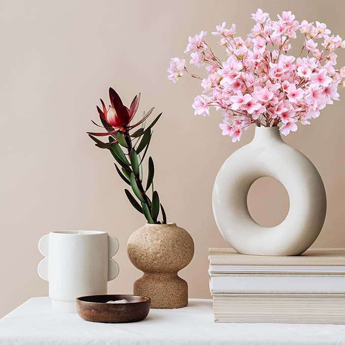 SITUMEIZI 6Pcs Artificial Cherry Blossom Branches Decor Fake Flowers Silk Spring Faux Flowers 16" Peach Bouquet for Home Wedding Bedroom Japanese Decoration DIY Table Centerpiece Arrangement(Pink) - Image 7