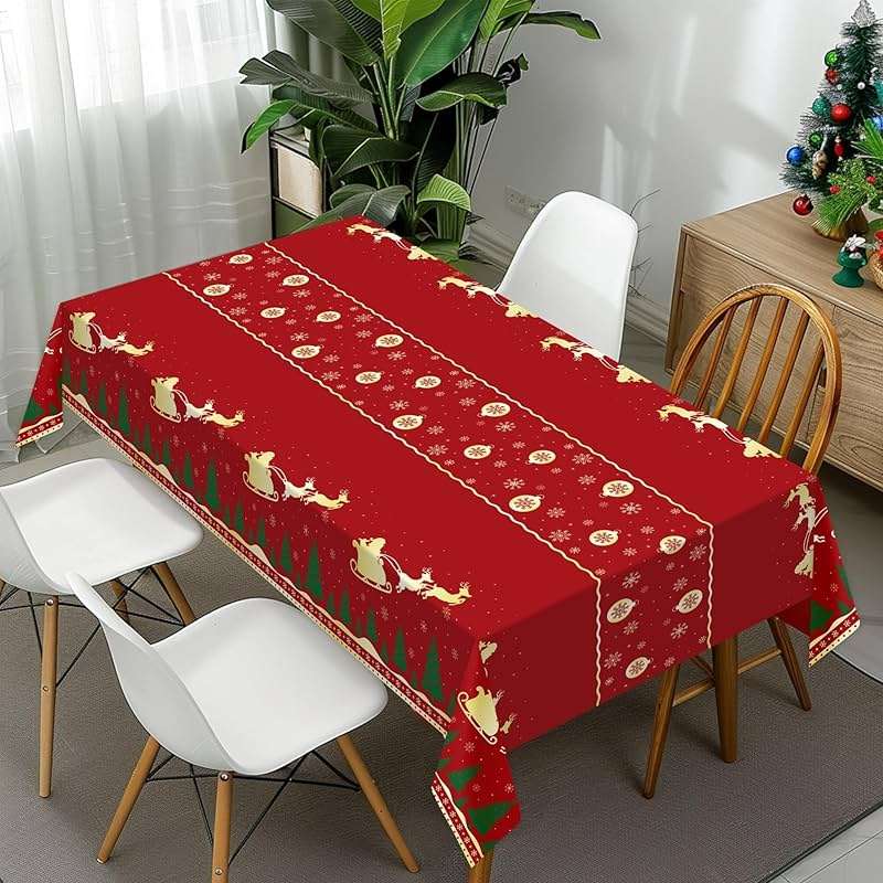 Christmas Tablecloth,2 Pack Disposable Plastic Tablecloths for Rectangle Tables 54"x108",Christmas Decorations,Red Reindeer Table Cloths for Home,Dinner,Xmas Table Cover for Outdoor,Picnic,Birthday - Image 6