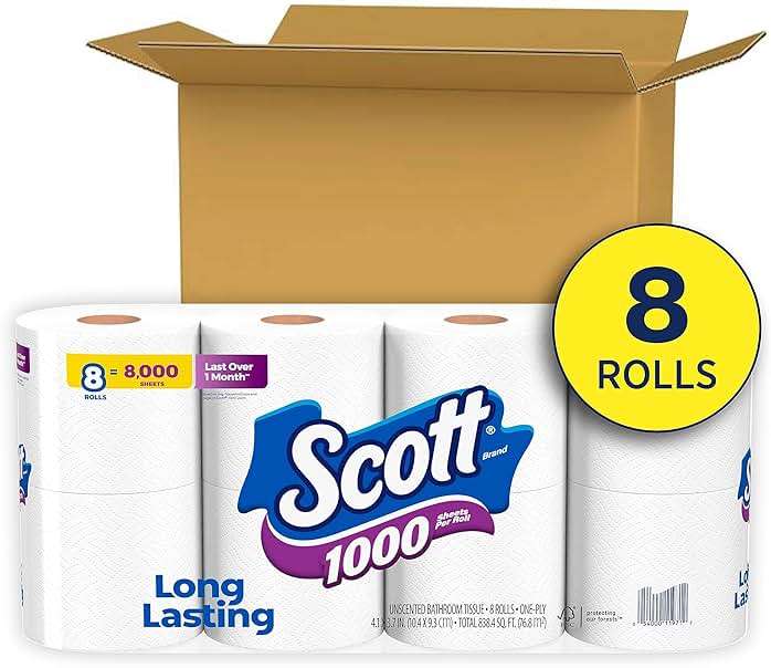 Scott Toilet Paper, 1-Ply, 8 Rolls | Septic-Safe | Pack of 2 - Image 2