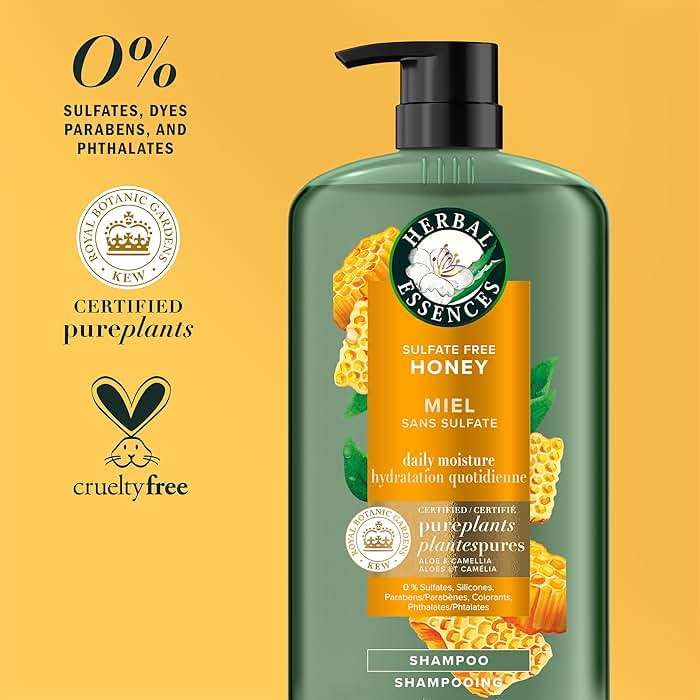 Herbal Essences Sulfate Free Shampoo with Honey for Daily Moisture, Nourishes Dry Hair, Moisturizing Shampoo with Certified Camellia Oil and Aloe Vera, Lightweight For All Hair Types, 33.8oz - Image 6