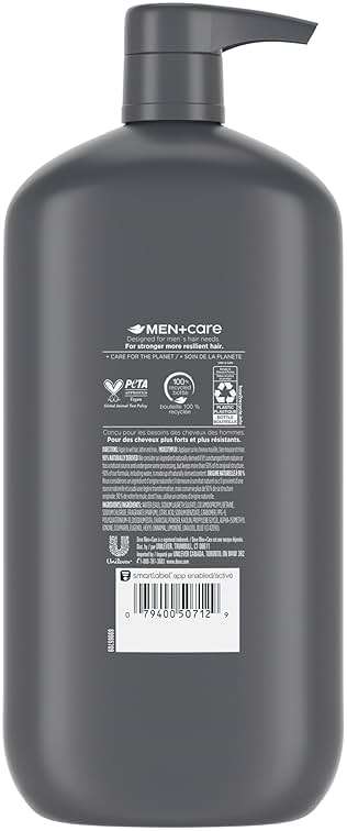 DOVE MEN+CARE Charcoal Pump Purifying Shampoo Charcoal + Clay for Stronger, More Resilient Hair, with Plant-Based Cleansers, 31 oz - Image 3