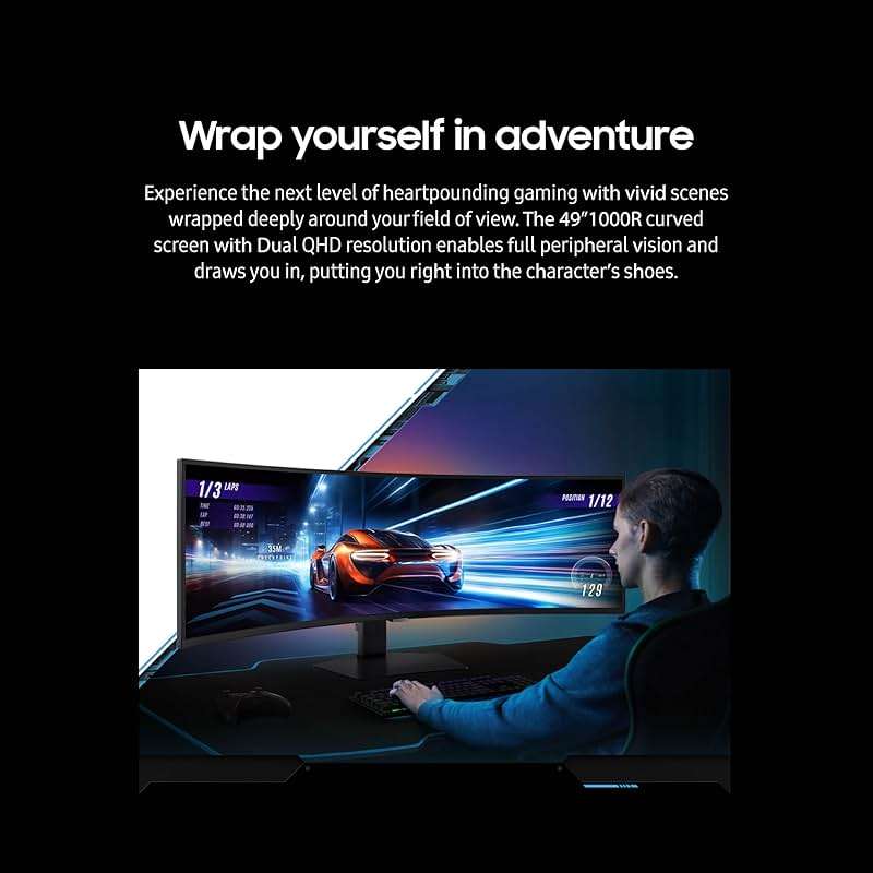 Samsung 49” Odyssey G9 Series DQHD 1000R Curved Gaming Monitor, 1ms(GtG), VESA DisplayHDR 1000, 240Hz, AMD FreeSync Premium Pro, Height Adjustable Stand, Ultrawide Screen, LS49CG954ENXZA, 2024 - Image 4