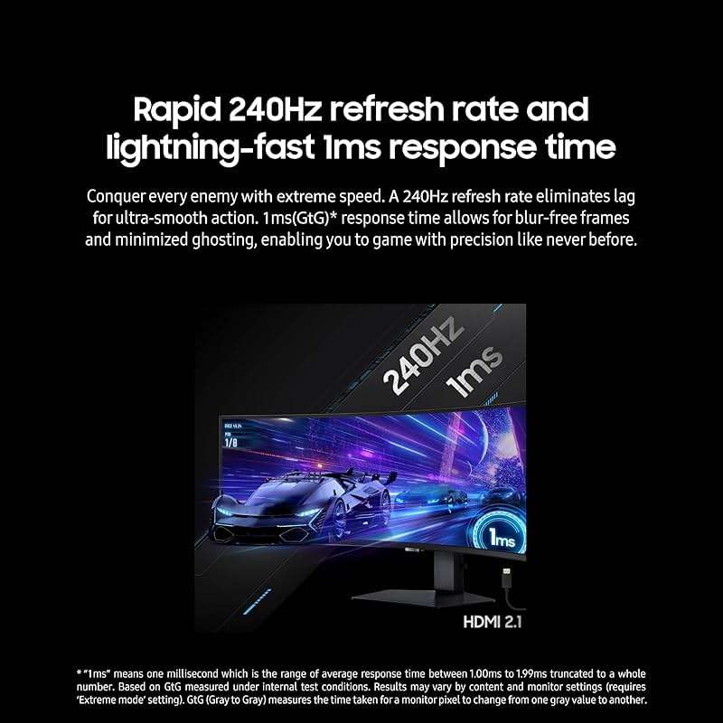 Samsung 49” Odyssey G9 Series DQHD 1000R Curved Gaming Monitor, 1ms(GtG), VESA DisplayHDR 1000, 240Hz, AMD FreeSync Premium Pro, Height Adjustable Stand, Ultrawide Screen, LS49CG954ENXZA, 2024 - Image 5