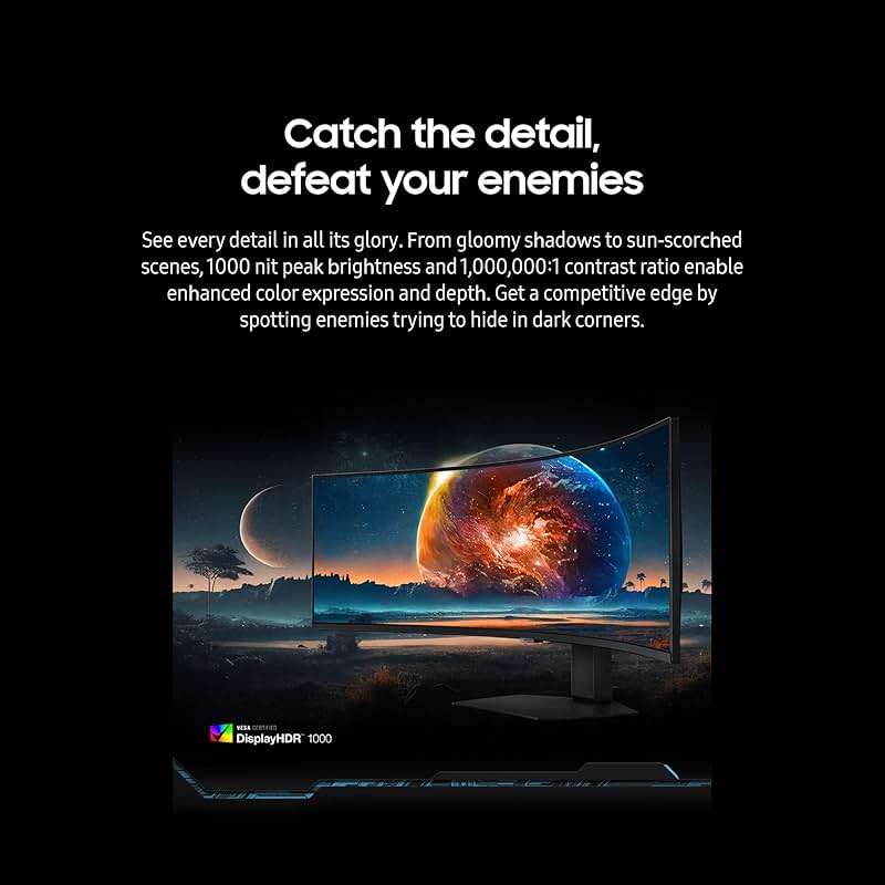 Samsung 49” Odyssey G9 Series DQHD 1000R Curved Gaming Monitor, 1ms(GtG), VESA DisplayHDR 1000, 240Hz, AMD FreeSync Premium Pro, Height Adjustable Stand, Ultrawide Screen, LS49CG954ENXZA, 2024 - Image 6