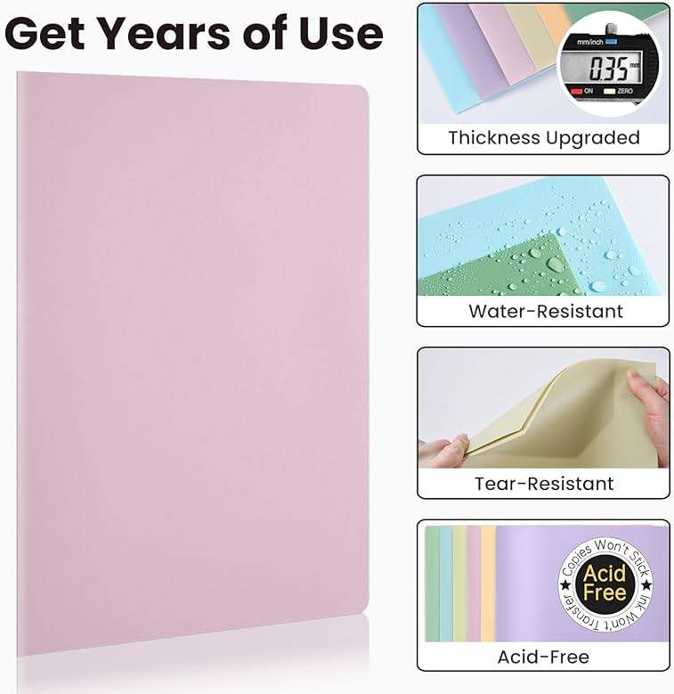 Sooez 6Pack Folders with Pockets, Pastels Colors, Heavy Duty Pocket Folder, Plastic Folders with Pockets, 2-Pocket Folder Bulk, Aesthetic File Folder, Back to School Office Filing Supplies - Image 4