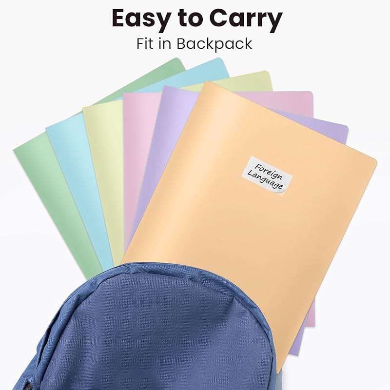 Sooez 6Pack Folders with Pockets, Pastels Colors, Heavy Duty Pocket Folder, Plastic Folders with Pockets, 2-Pocket Folder Bulk, Aesthetic File Folder, Back to School Office Filing Supplies - Image 5