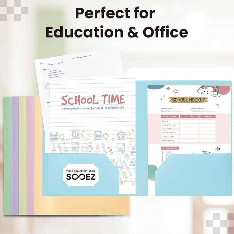 Sooez 6Pack Folders with Pockets, Pastels Colors, Heavy Duty Pocket Folder, Plastic Folders with Pockets, 2-Pocket Folder Bulk, Aesthetic File Folder, Back to School Office Filing Supplies - Image 6