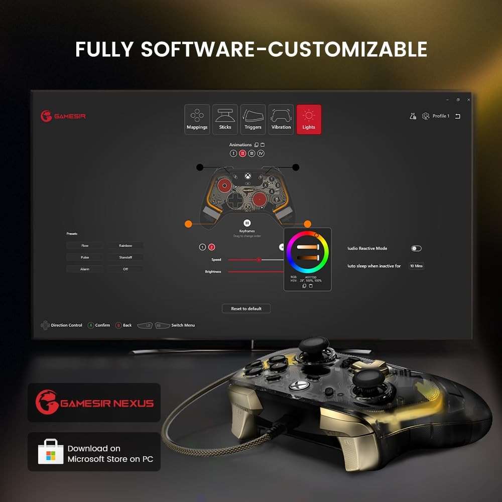 GameSir Kaleid Flux Enhanced Wired Controller for Xbox, RGB Lighting and Hall Effect Joystick, Compatible with Xbox Series X|S, Xbox One, Windows 10/11 PC - Officially Licensed - Image 9