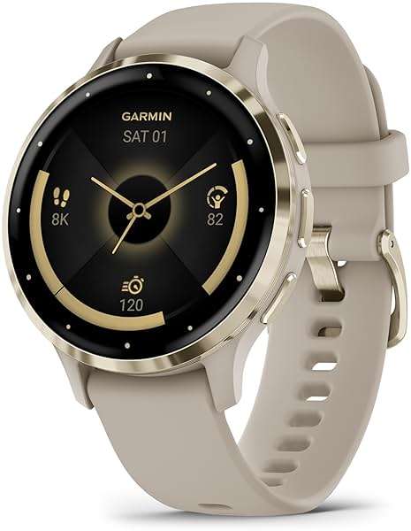Garmin Venu 3S Advanced Fitness & Health Tracker Smart Watch Soft Gold Stainless Steel Bezel with 41 MM French Gray Case and Silicone Band and 1.2 Inch AMOLED Touch Screen Display - Image 4