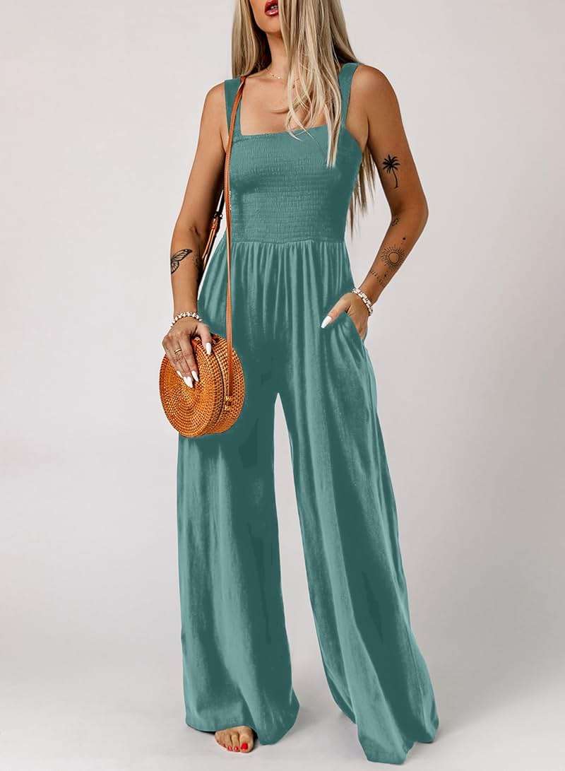 Dokotoo Women's Casual Loose Overalls Jumpsuits One Piece Sleeveless Wide Leg Long Pant Rompers With Pockets - Image 2