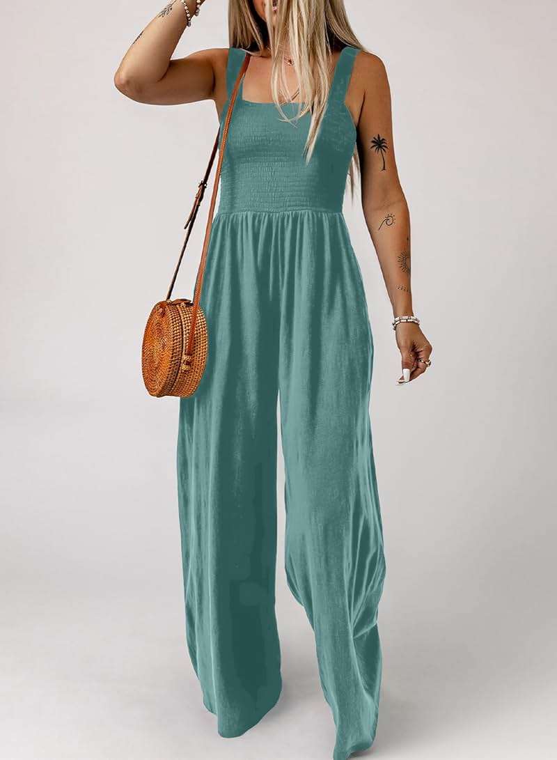 Dokotoo Women's Casual Loose Overalls Jumpsuits One Piece Sleeveless Wide Leg Long Pant Rompers With Pockets - Image 3