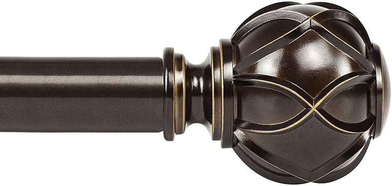 KAMANINA Curtain Rods for Windows 72 to 144 Inches (6-12ft) Long Heavy Duty Curtain Rod, 7/8 Inch Adjustable Decorative Drapery Rods with Netted Texture Finials, Bronze - Image 1
