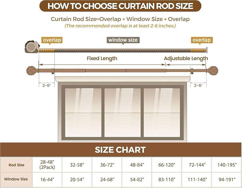 KAMANINA Curtain Rods for Windows 72 to 144 Inches (6-12ft) Long Heavy Duty Curtain Rod, 7/8 Inch Adjustable Decorative Drapery Rods with Netted Texture Finials, Bronze - Image 3