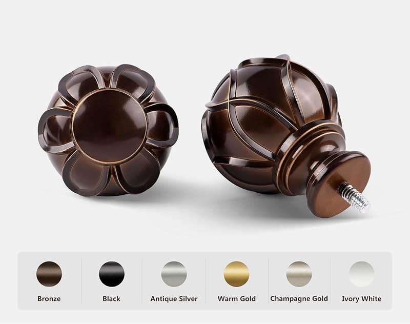 KAMANINA Curtain Rods for Windows 72 to 144 Inches (6-12ft) Long Heavy Duty Curtain Rod, 7/8 Inch Adjustable Decorative Drapery Rods with Netted Texture Finials, Bronze - Image 4