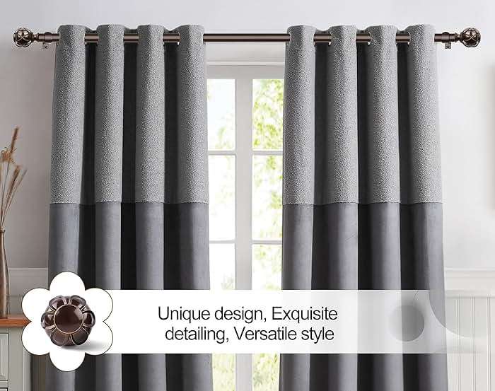 KAMANINA Curtain Rods for Windows 72 to 144 Inches (6-12ft) Long Heavy Duty Curtain Rod, 7/8 Inch Adjustable Decorative Drapery Rods with Netted Texture Finials, Bronze - Image 5