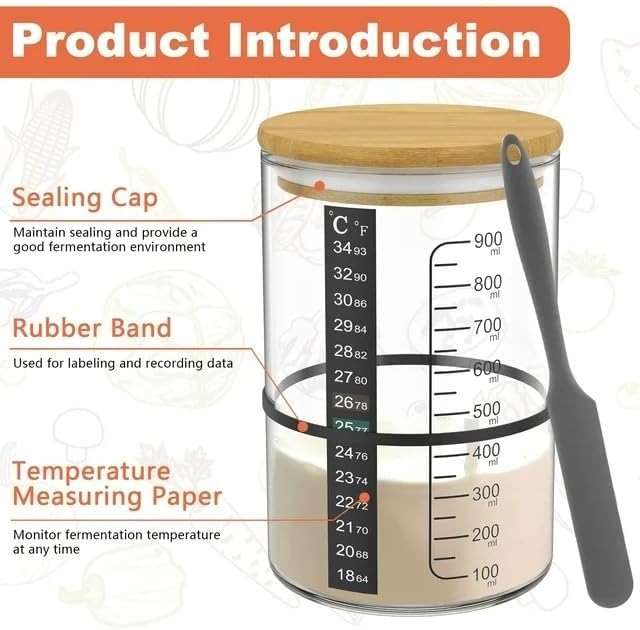 BRIRILINE Pro Sourdough Bread Starter Kit - 34 oz sourdough jar with 5 unique features for the perfect sour dough bread & sourdough starter kit - baking supplies (34oz-1pack) - Image 4
