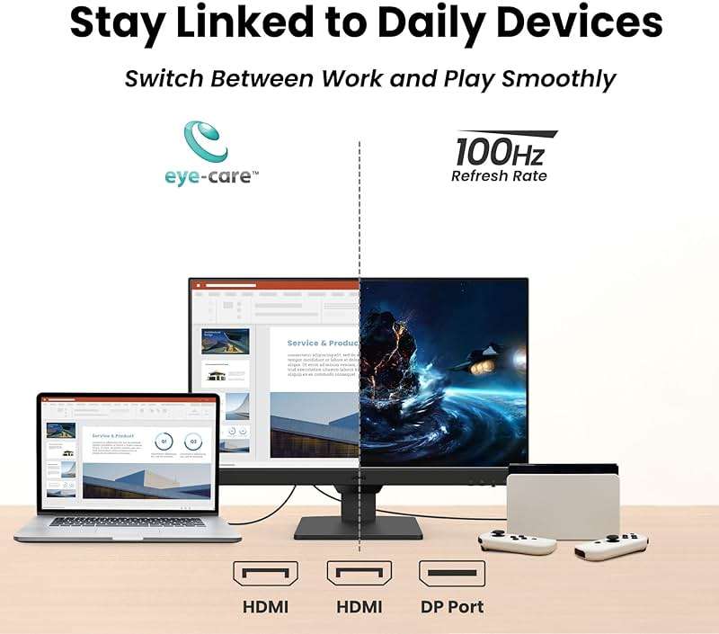 BenQ GW2490 24" Computer Monitor 100Hz FHD 1920x1080p IPS Eye-Care Tech VESA Mount Thin Bezel Low Blue Light Adaptive Brightness Wall Mount Built-in Speakers DisplayPort HDMI Port2 - Image 3