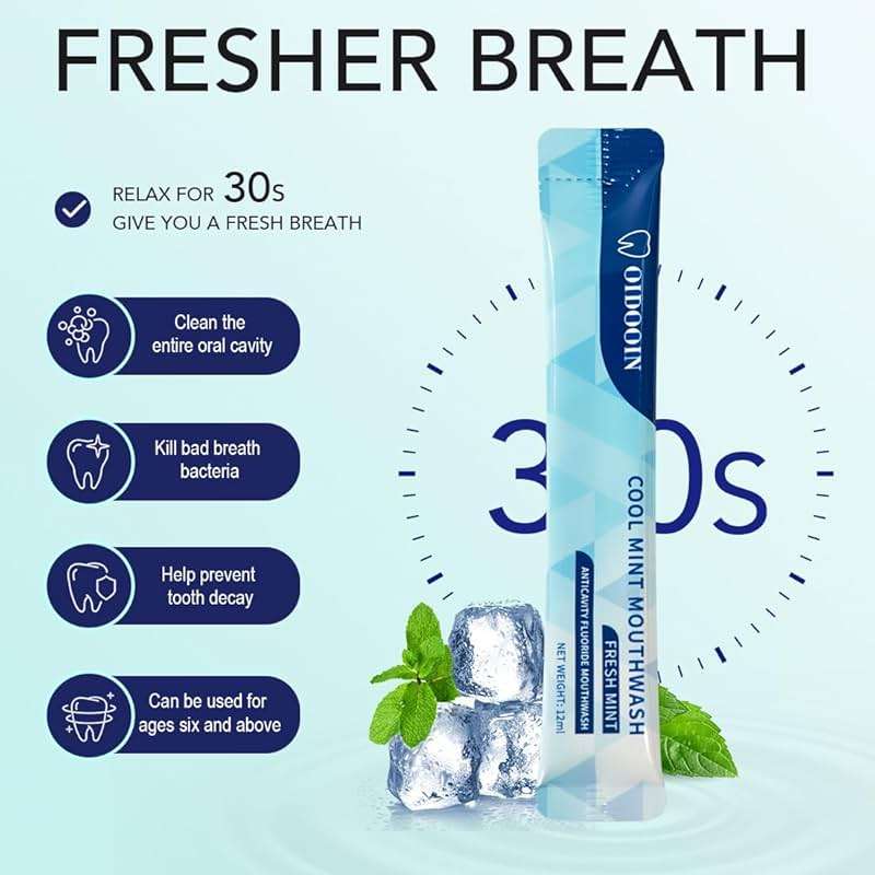 Strong Mint Mouthwash Alcohol Free for Adults, TSA Approved Travel Size, Prevents Cavities, Fluoride Free (0.41 Fl Oz, Pack of 20) - Image 3