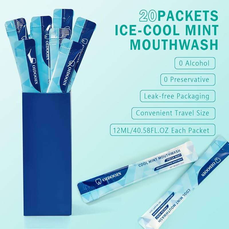 Strong Mint Mouthwash Alcohol Free for Adults, TSA Approved Travel Size, Prevents Cavities, Fluoride Free (0.41 Fl Oz, Pack of 20) - Image 4