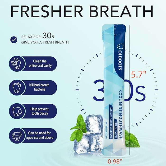 Strong Mint Mouthwash Alcohol Free for Adults, TSA Approved Travel Size, Prevents Cavities, Fluoride Free (0.41 Fl Oz, Pack of 20) - Image 7