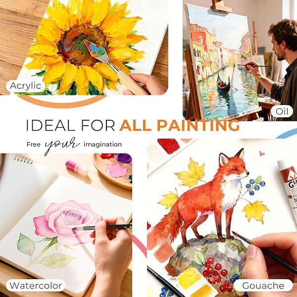 Nicpro 26pcs Paint Brush Set, Professional Paintbrushes with Palette Knife, Craft Paint Brushes for Acrylic Painting, Oil, Watercolor, Gouache & Canvas, Drawing & Art Supplies for Adults, Kids Artists - Image 9