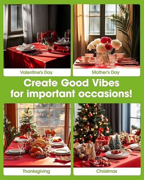 Pureegg Plastic Table Cloth Disposable 10 Pack, 54 x 108 Inch Table Cloths, Valentines Day, Thanksgiving, Christmas Decorations, Fall Tablecloths, Rectangle, Plastic Cover, Leakproof & Sturdy, Red - Image 5