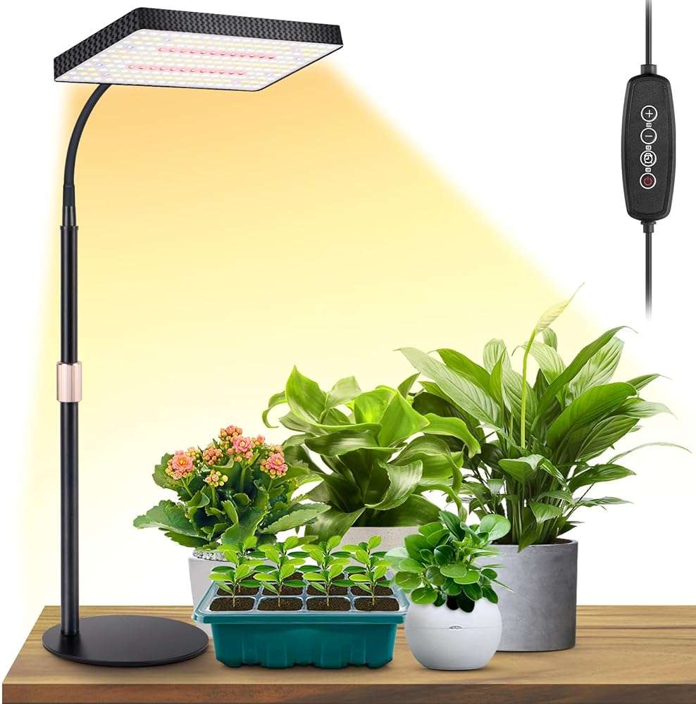 LBW Desk Grow Light, Full Spectrum Plant Light for Indoor Plants, Grow Lamps with 4/8/12H Timer, 10"-26" Height Adjustable, 6 Brightness Levels - Image 1
