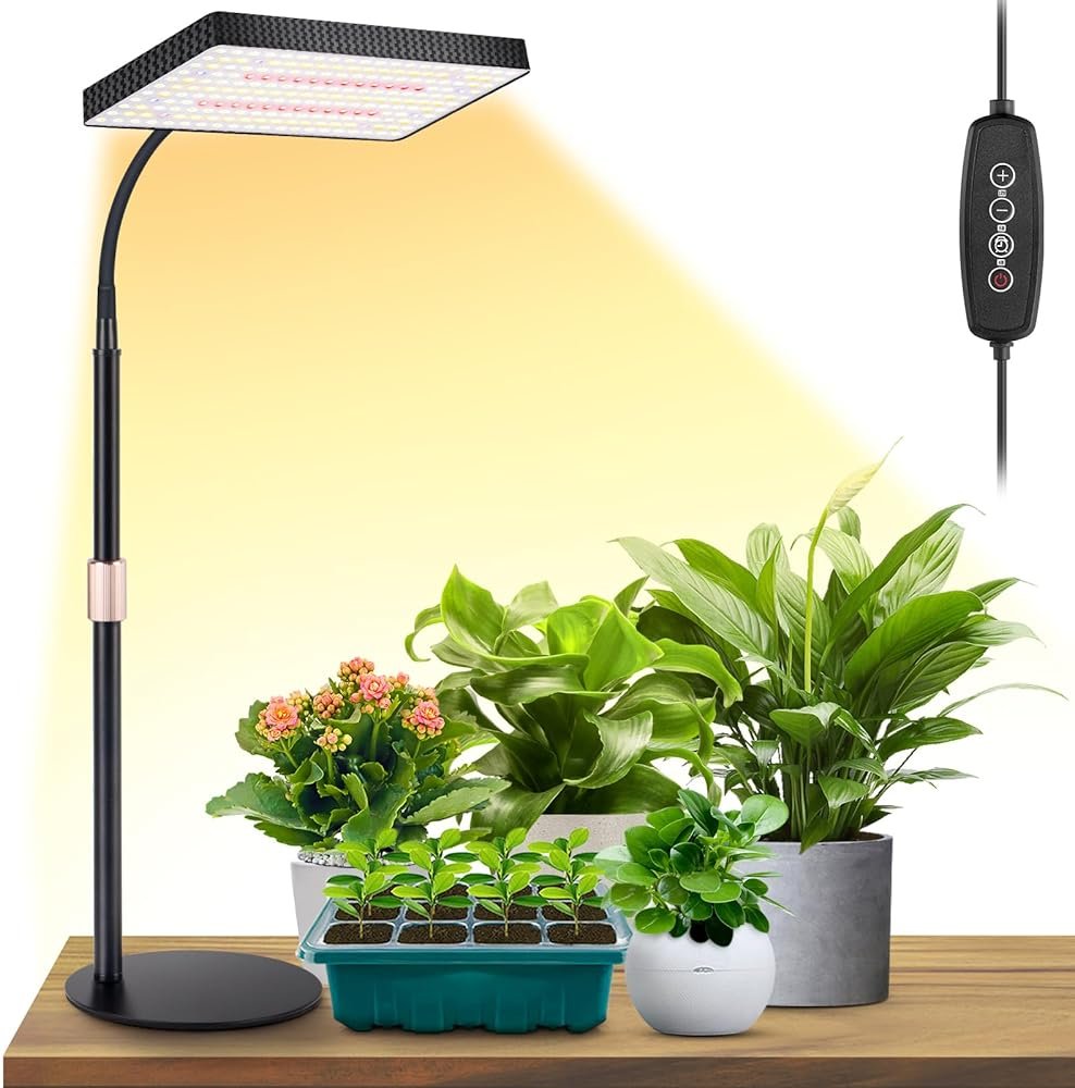 LBW Desk Grow Light, Full Spectrum Plant Light for Indoor Plants, Grow Lamps with 4/8/12H Timer, 10"-26" Height Adjustable, 6 Brightness Levels - Product Image