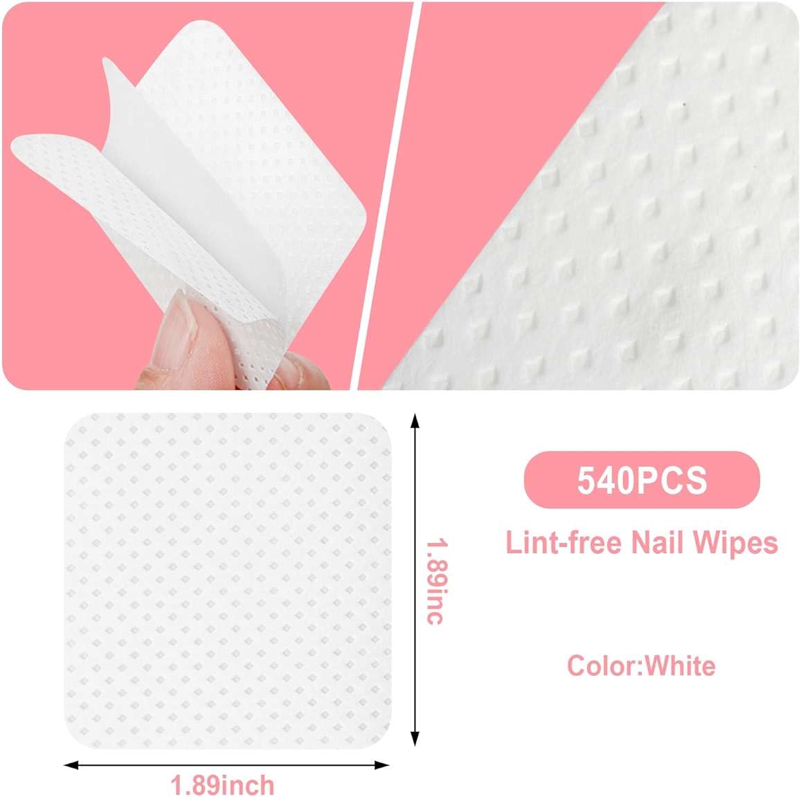 Nail Polish Remover, Lint Free Nail Wipes 540PCS Acetone Nail Polish Remover Wipes, Super Absorbent Soft Nail Wipes for Fingernail Polish Remover and Eyelash Extension Wipes(Dry Pads) - Image 6